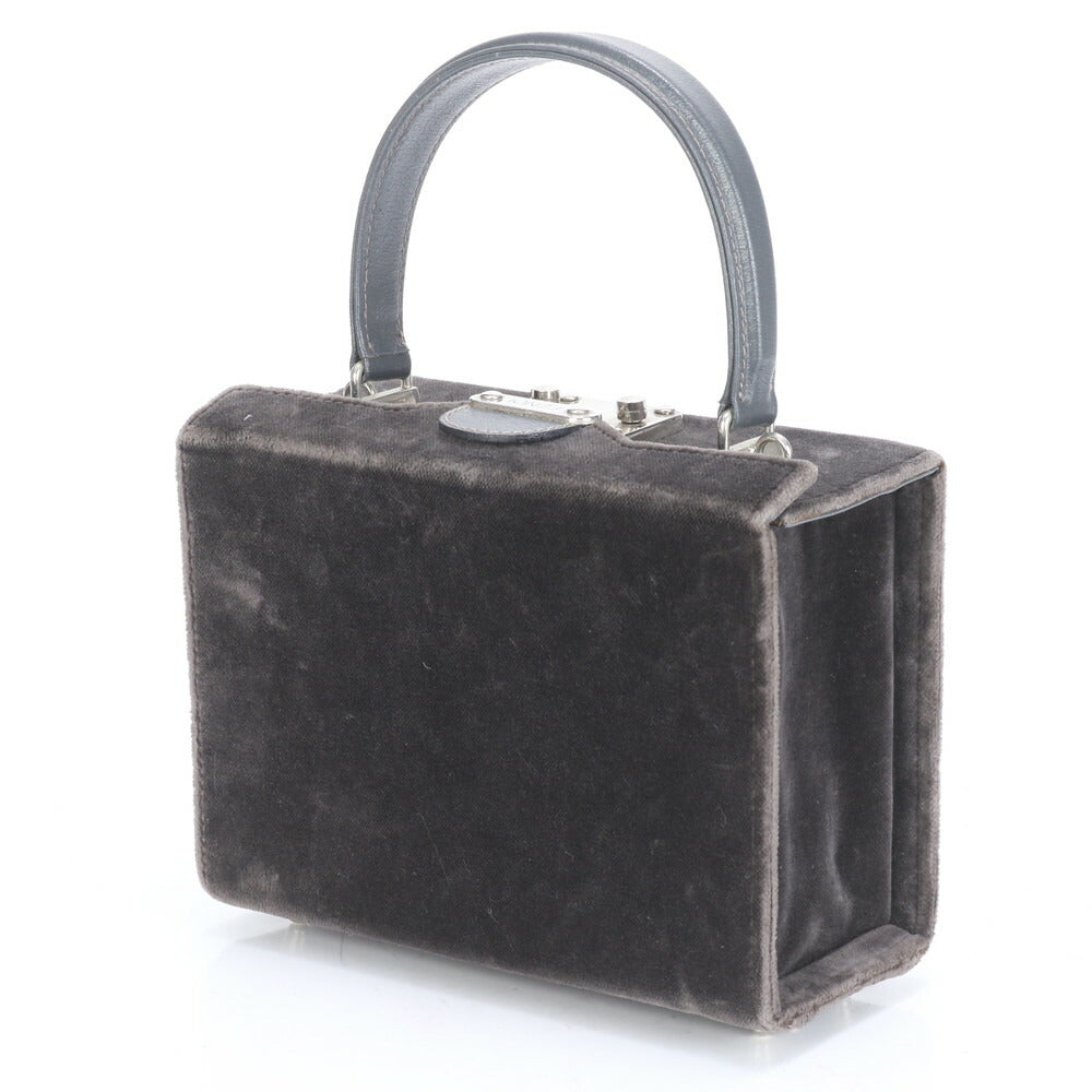 美品 フェンディ レザー バニティ ハンドバッグ トップハンドル トート グレー ベロア レディース MME CA5-1