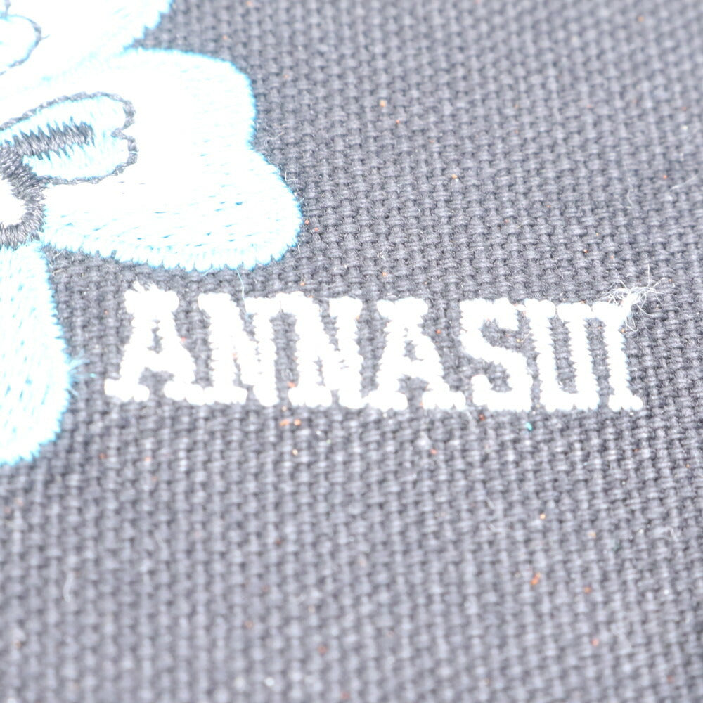 美品 アナスイ かご バッグ リボン バスケット トート 肩掛け ショルダー ハンド ブラック レディース EUE CA9-4