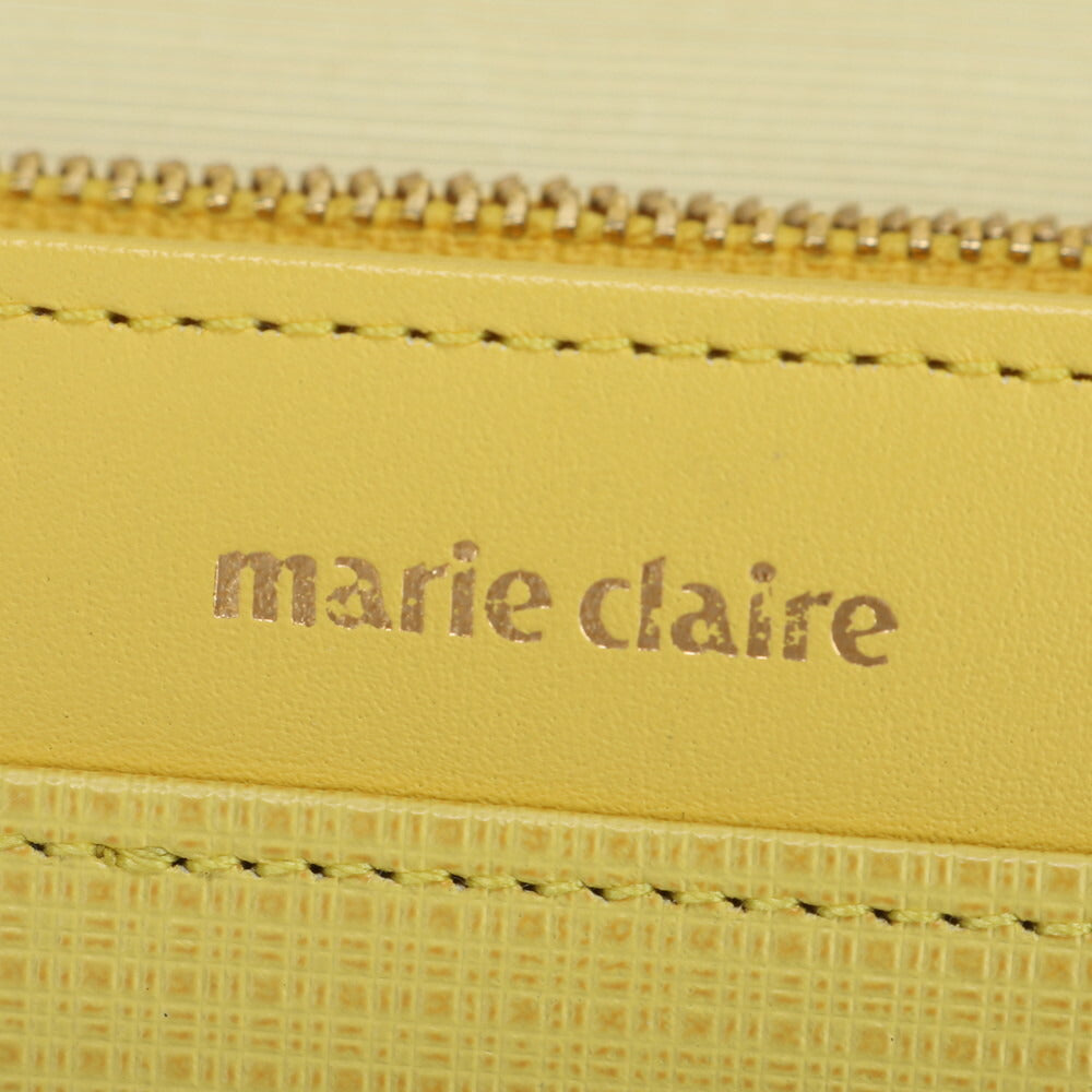美品 マリクレール スクエア ロゴ レザー 長財布 フラップ ウォレット イエロー レディース MMM BZ9-2