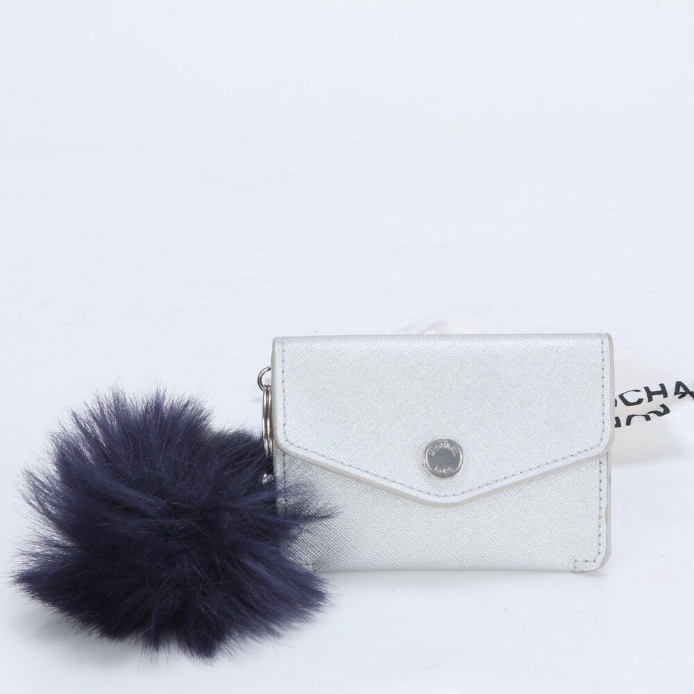 美品 マイケルコース ファー付 カードケース 名刺入れ 二つ折り 財布 コンパクト ウォレット コインケース レディース RRE CA12-4