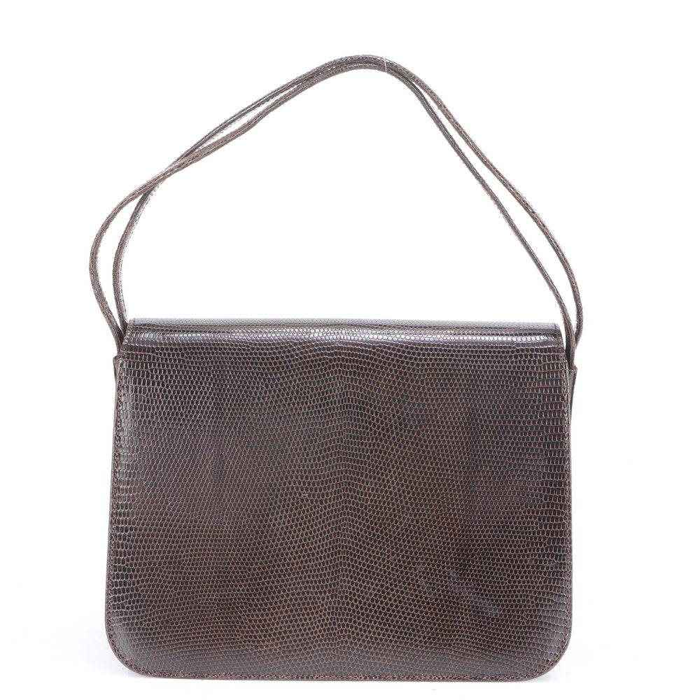 美品 ヴィンテージ グッチ リザード レザー ショルダーバッグ 肩掛け トート ハンド 本革 ブラウン 茶色 レディース MUM CA19-3