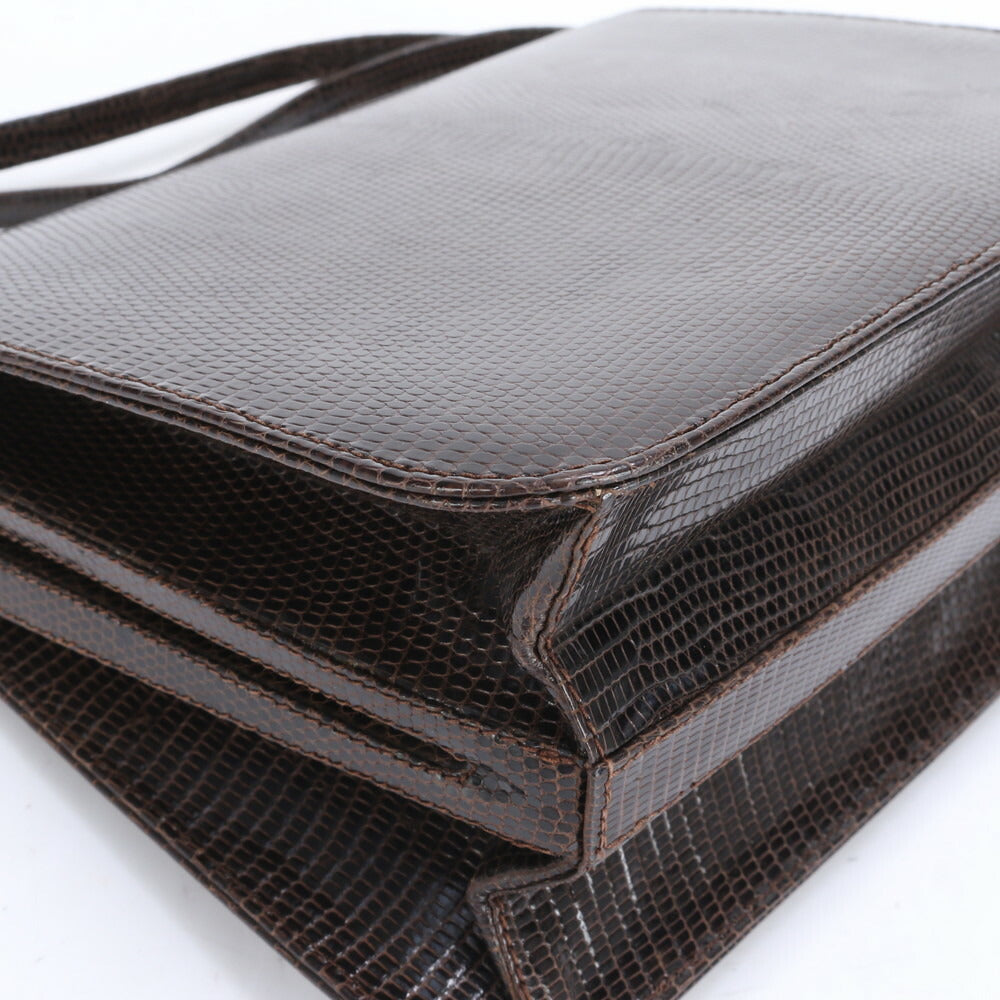 美品 ヴィンテージ グッチ リザード レザー ショルダーバッグ 肩掛け トート ハンド 本革 ブラウン 茶色 レディース MUM CA19-3