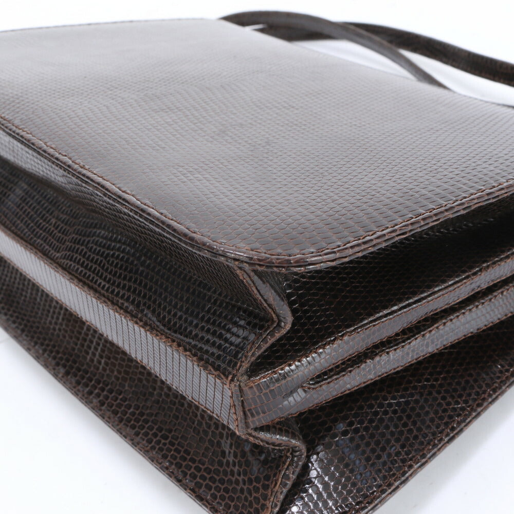 美品 ヴィンテージ グッチ リザード レザー ショルダーバッグ 肩掛け トート ハンド 本革 ブラウン 茶色 レディース MUM CA19-3