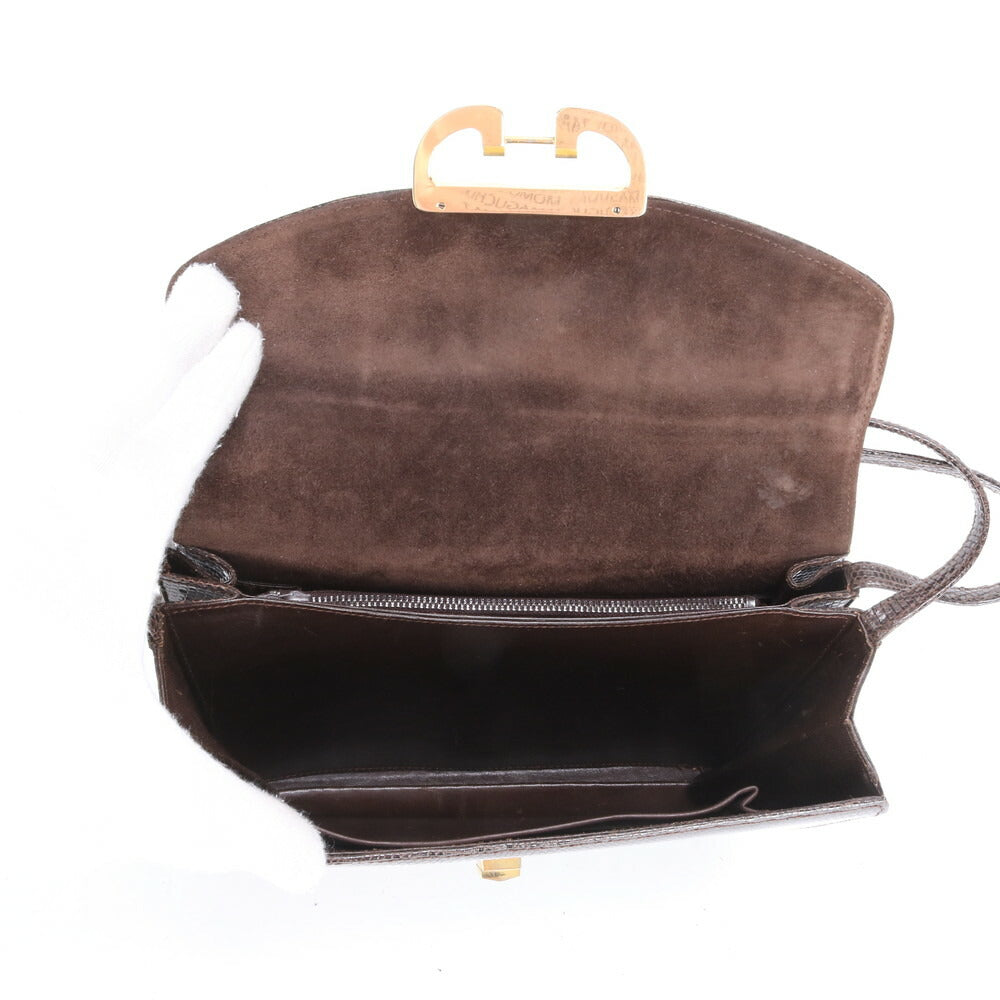 美品 ヴィンテージ グッチ リザード レザー ショルダーバッグ 肩掛け トート ハンド 本革 ブラウン 茶色 レディース MUM CA19-3