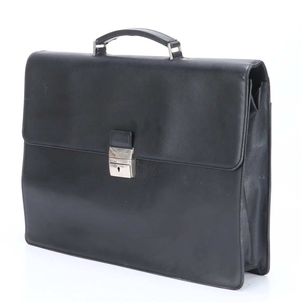 ジバンシー レザー ビジネス バッグ 書類鞄 ブリーフケース トート 通勤 ブラック シルバー 金具 A4 メンズ RRE CA14-8
