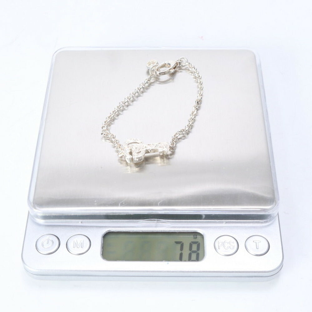 極美品 グッチ シルバー 925 7.8g ダブル G キーチャーム ブレスレット 鍵 モチーフ アクセサリー バングル レディース RRE CG23-3