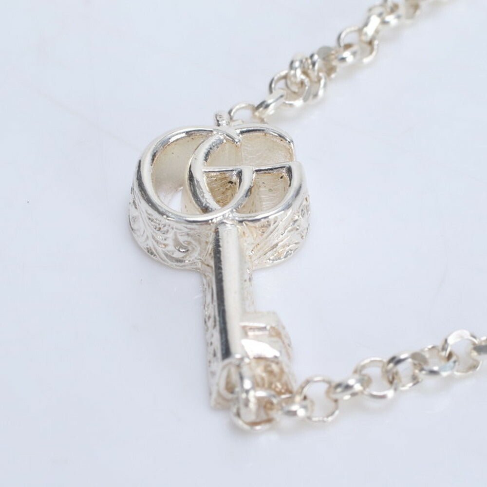 極美品 グッチ シルバー 925 7.8g ダブル G キーチャーム ブレスレット 鍵 モチーフ アクセサリー バングル レディース RRE CG23-3