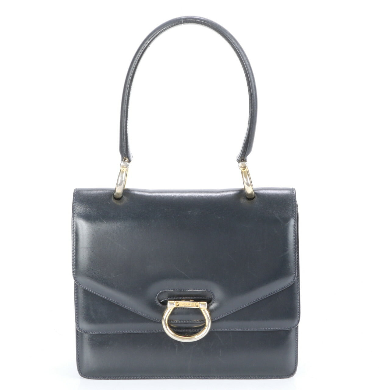 ヴィンテージ セリーヌ レザー ハンドバッグ トート 本革 ネイビー 紺 ブランド レディース RRM CC22-3