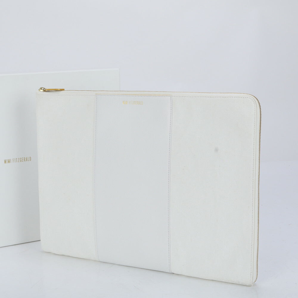 美品 MIMI FITZGERALD ミミ フィッツジェラルド レザー キャンバス セカンドバッグ クラッチ 本革 ブランド A4 メンズ MCM CD9-3