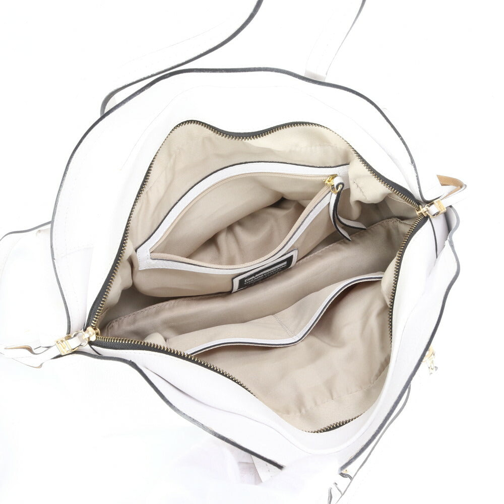 美品 ジャンニ キアリーニ レザー 2WAY ショルダーバッグ 斜め掛け ハンド トート ホワイト ブランド レディース MCM CE10-3