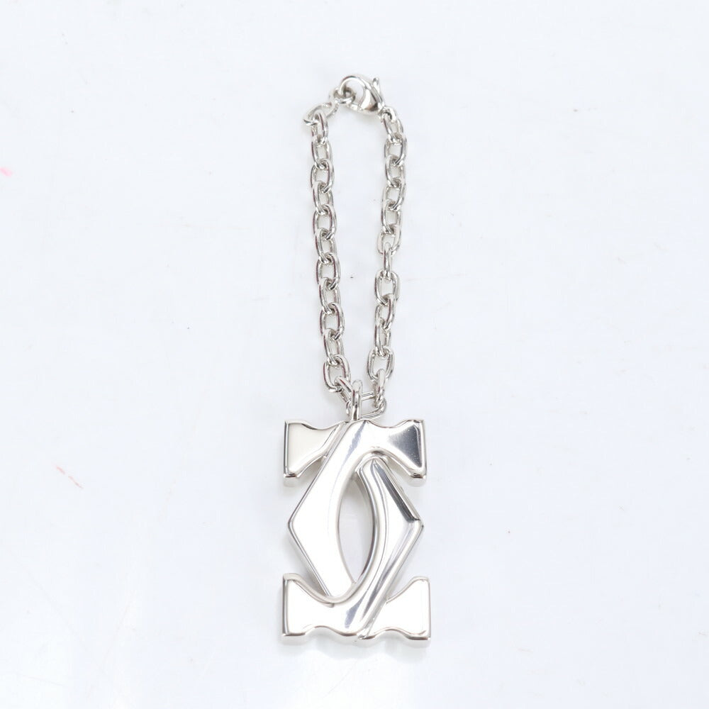 極美品 カルティエ 2C ロゴ モチーフ キーホルダー チャーム シルバー メンズ レディース RRM CE22-2