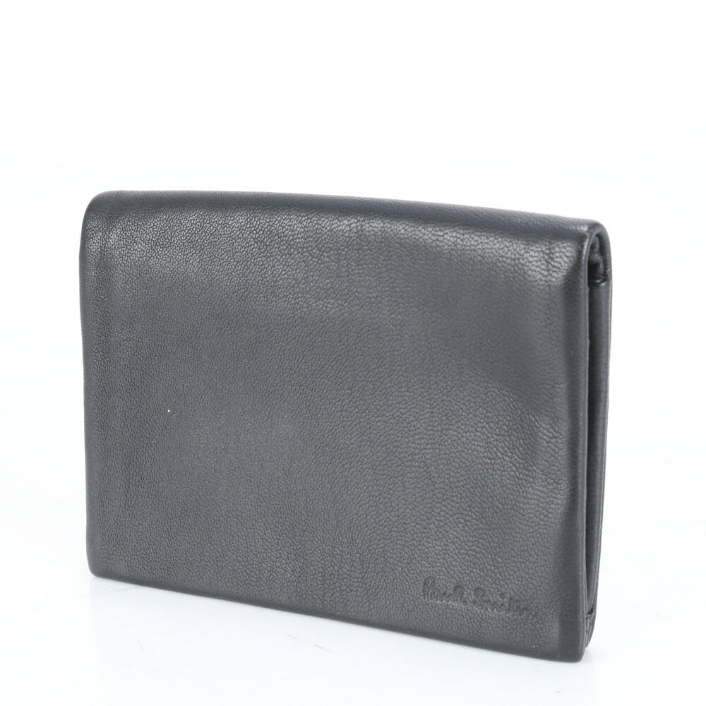 極美品 ポールスミス ラム スキン レザー カードケース 二つ折り 名刺入れ コンパクト ウォレット 財布 小銭入れ メンズ EUE CE23-8