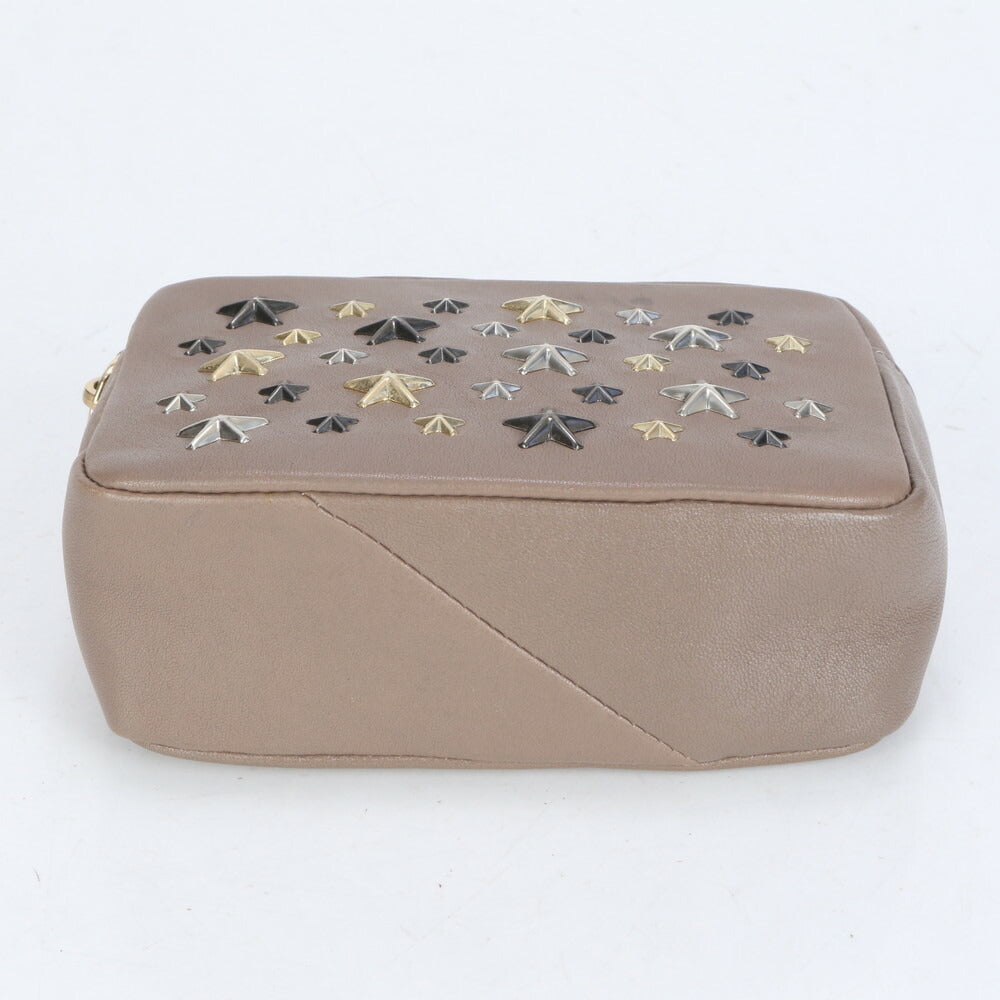 美品 ジミーチュウ ホログラムシール付 スタッズ スター レザー アクセサリー ポーチ メイク 小物入れ バッグ レディース ECE CF9-10