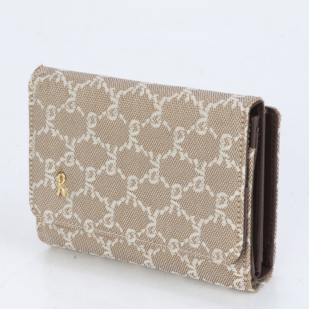 美品 ロベルタ ディ カメリーノ レザー 三つ折り 財布 長財布 二つ折り コンパクト ウォレット ベージュ レディース RUE CF10-7