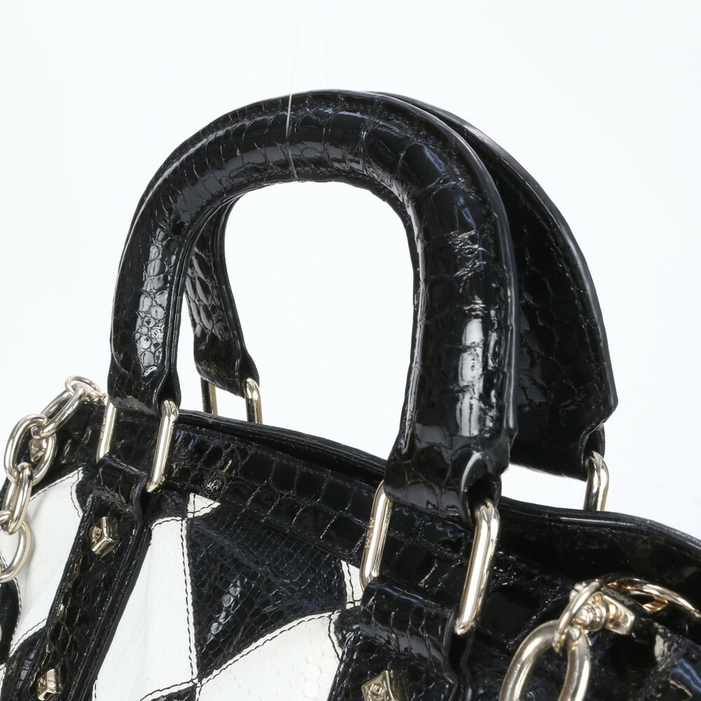 MCM エムシーエム クロコダイル パイソン エンボス パテント レザー 2WAY トート バッグ 肩掛け ショルダー ハンド レディース EUE CG7-9