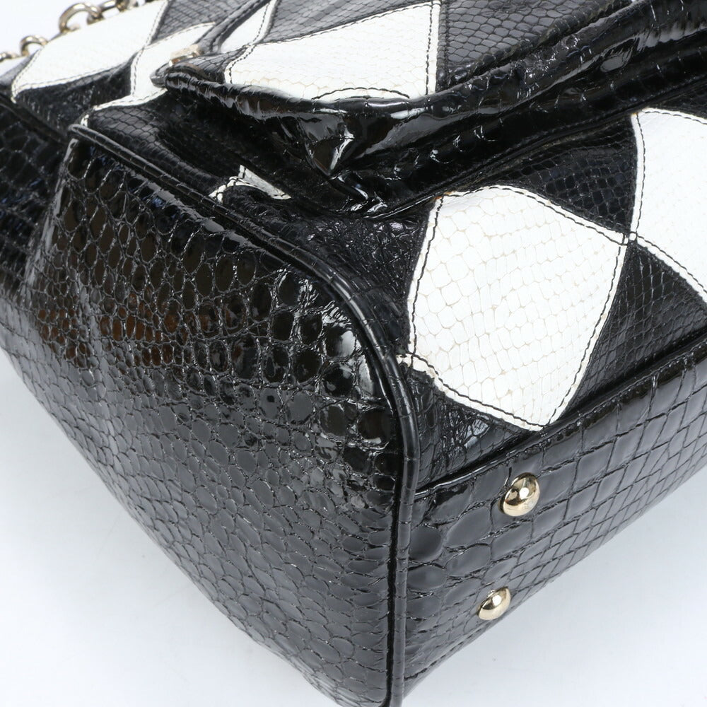 MCM エムシーエム クロコダイル パイソン エンボス パテント レザー 2WAY トート バッグ 肩掛け ショルダー ハンド レディース EUE CG7-9