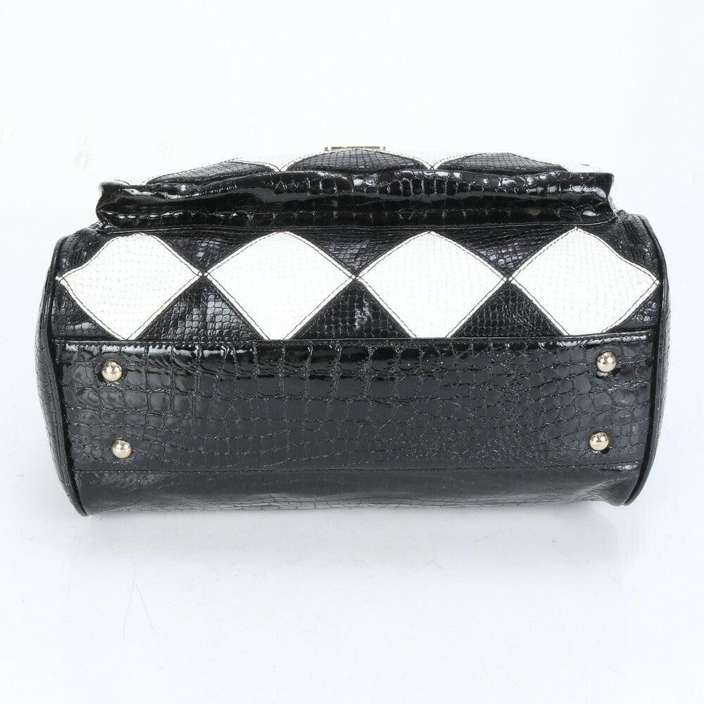 MCM エムシーエム クロコダイル パイソン エンボス パテント レザー 2WAY トート バッグ 肩掛け ショルダー ハンド レディース EUE CG7-9