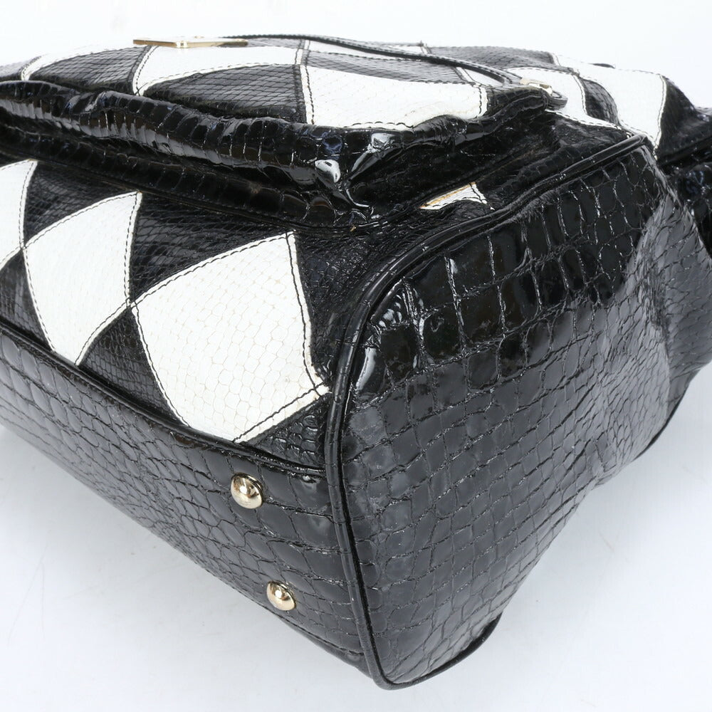 MCM エムシーエム クロコダイル パイソン エンボス パテント レザー 2WAY トート バッグ 肩掛け ショルダー ハンド レディース EUE CG7-9