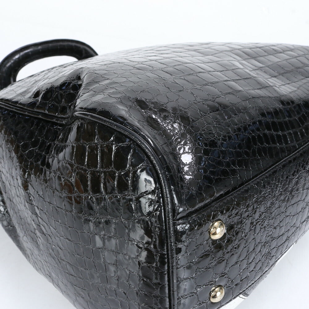 MCM エムシーエム クロコダイル パイソン エンボス パテント レザー 2WAY トート バッグ 肩掛け ショルダー ハンド レディース EUE CG7-9