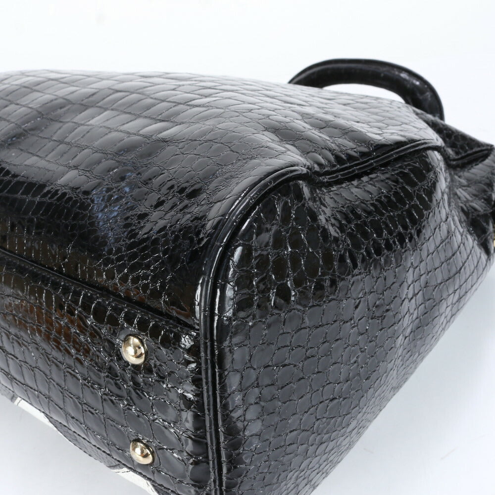 MCM エムシーエム クロコダイル パイソン エンボス パテント レザー 2WAY トート バッグ 肩掛け ショルダー ハンド レディース EUE CG7-9