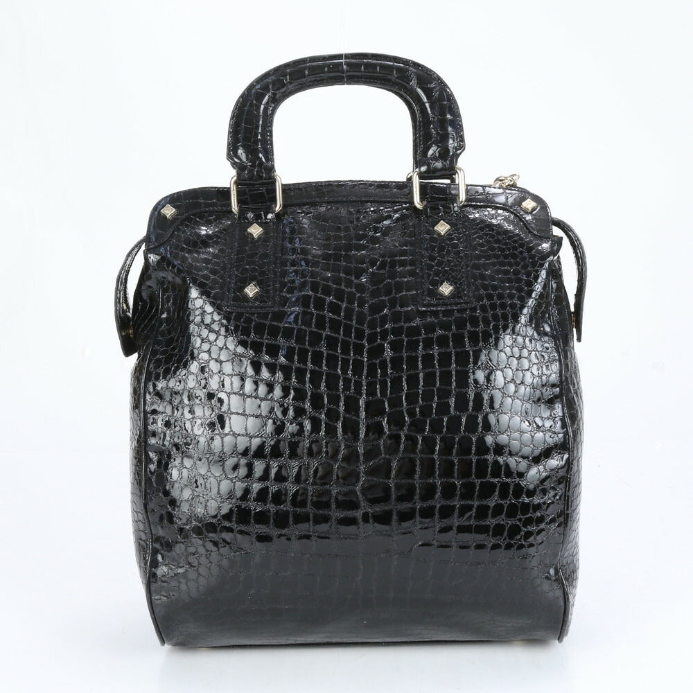 MCM エムシーエム クロコダイル パイソン エンボス パテント レザー 2WAY トート バッグ 肩掛け ショルダー ハンド レディース EUE CG7-9