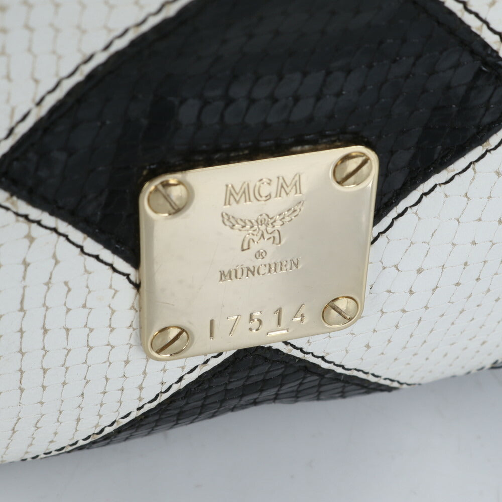 MCM エムシーエム クロコダイル パイソン エンボス パテント レザー 2WAY トート バッグ 肩掛け ショルダー ハンド レディース EUE CG7-9