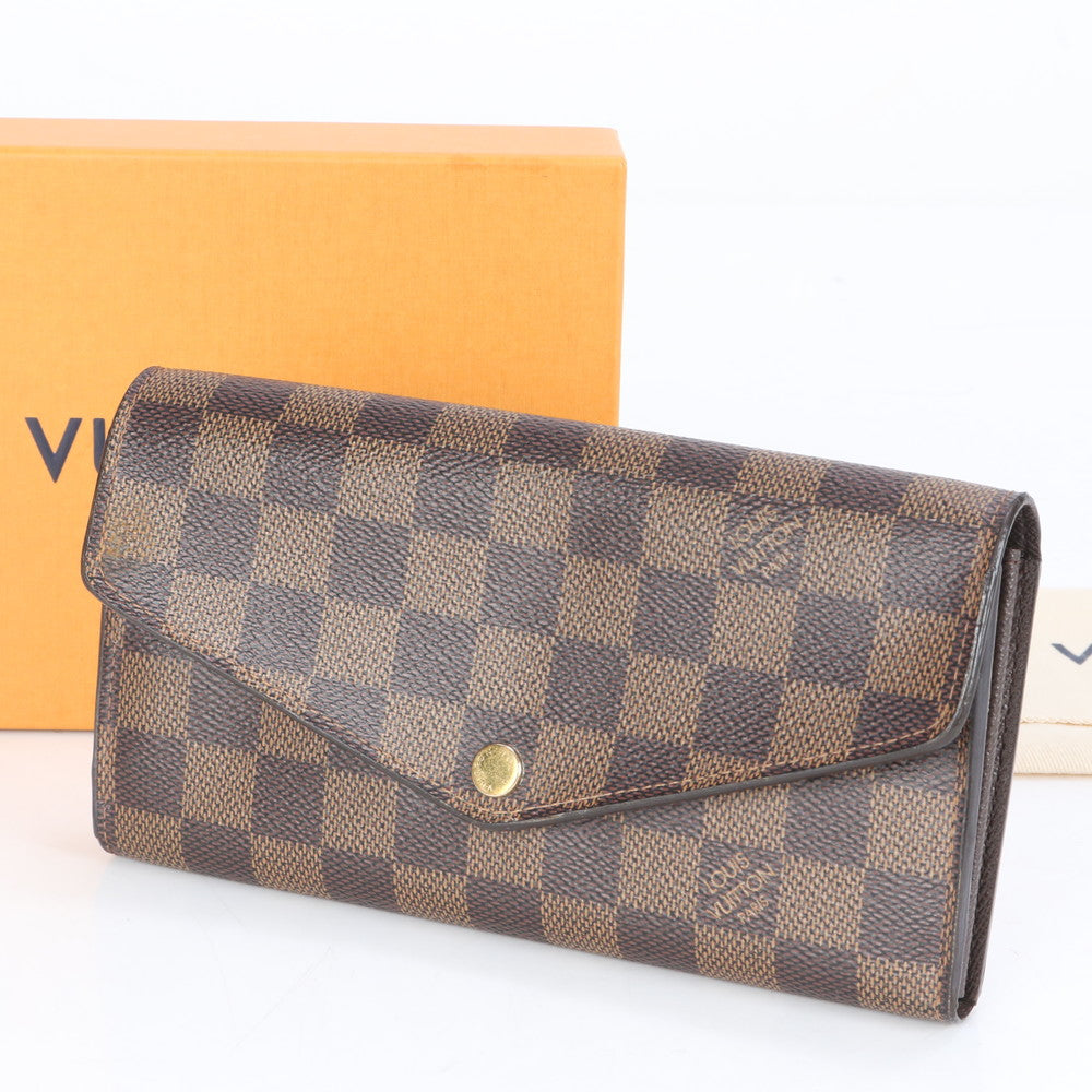極美品 現行品 ルイヴィトン RFID ダミエ ポルトフォイユ サラ N63209 レザー 長財布 ロング ウォレット メンズ レディース ECE CG10-7