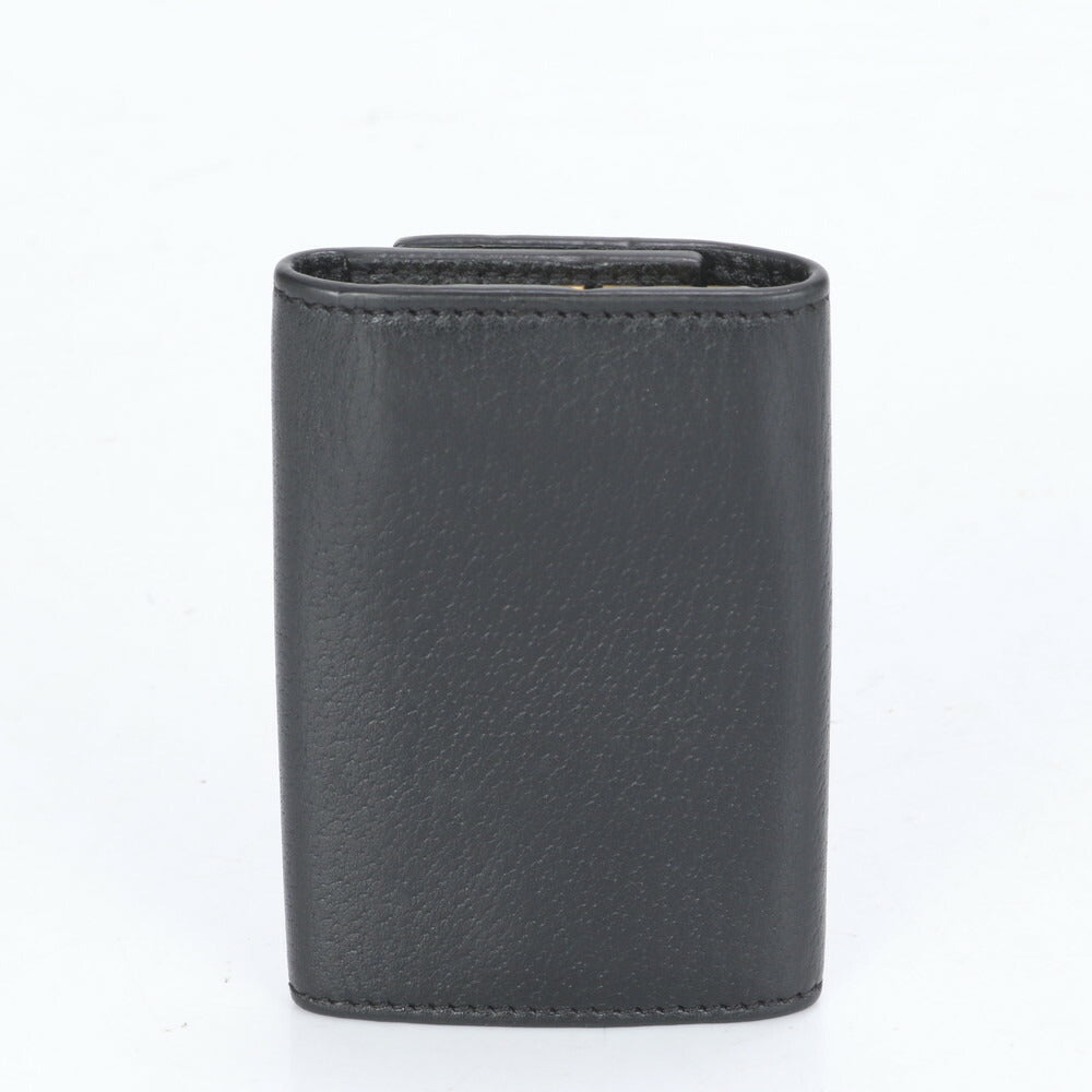 極美品 グッチ GG マーモント ダブル G レザー キーケース 6連 キーリング 435305 ブラック ゴールド メンズ レディース ECE CG20-1