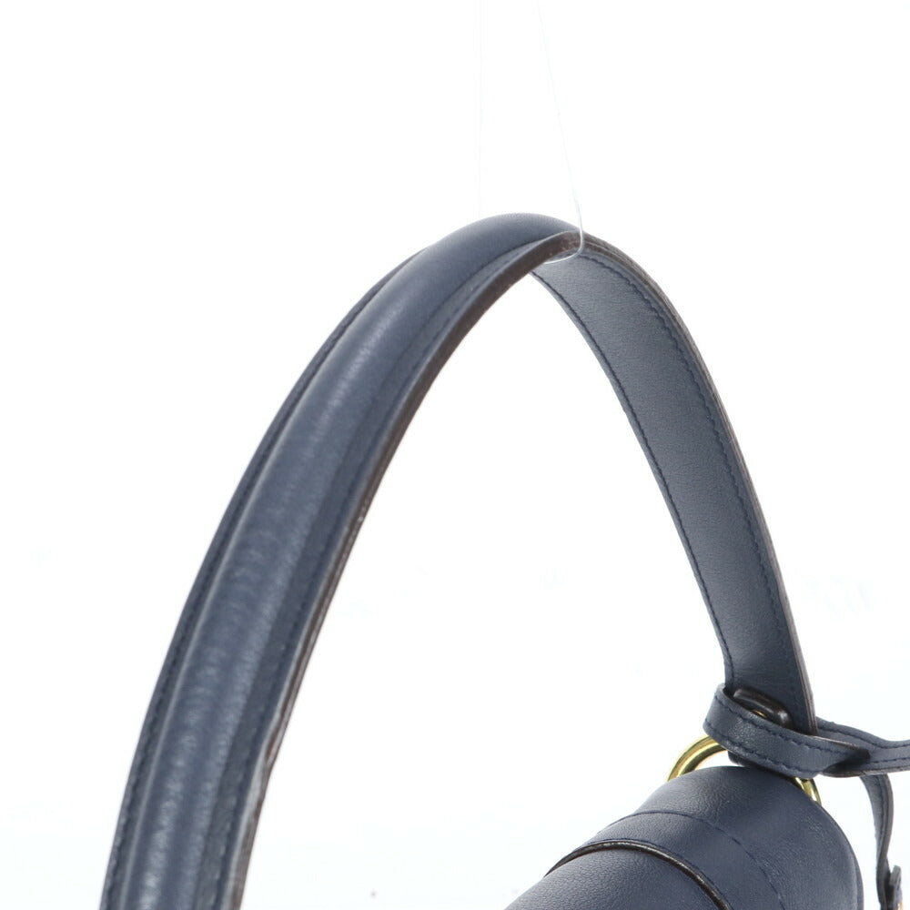 極美品 J&M DAVIDSON レザー ハンドバッグ トップハンドル ネイビー 紺 トート ショルダー ゴールド 金具 レディース RRE CH16-2