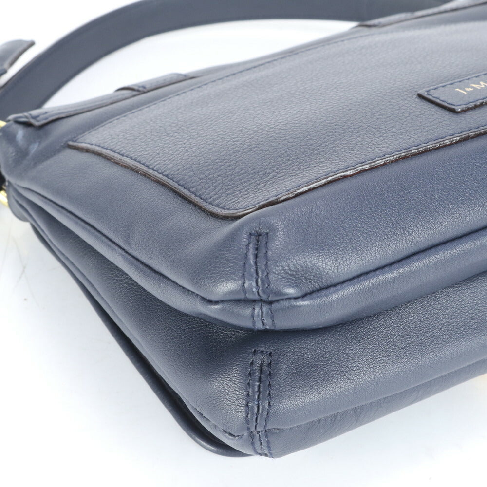 極美品 J&M DAVIDSON レザー ハンドバッグ トップハンドル ネイビー 紺 トート ショルダー ゴールド 金具 レディース RRE CH16-2