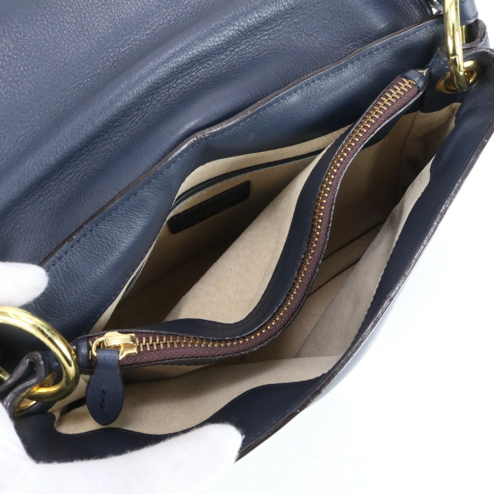 極美品 J&M DAVIDSON レザー ハンドバッグ トップハンドル ネイビー 紺 トート ショルダー ゴールド 金具 レディース RRE CH16-2