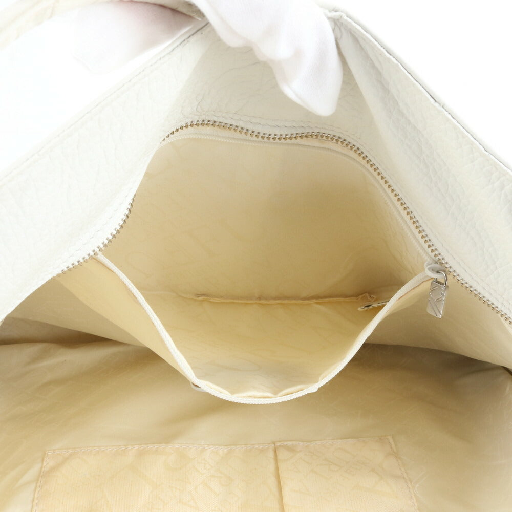 フルラ クロコダイル リザード エンボス レザー トート バッグ 肩掛け ショルダー ハンド A4 ホワイト レディース RRE CH16-10