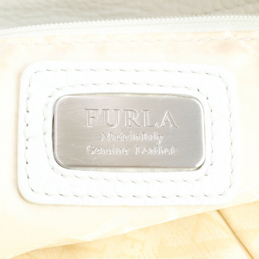 フルラ クロコダイル リザード エンボス レザー トート バッグ 肩掛け ショルダー ハンド A4 ホワイト レディース RRE CH16-10
