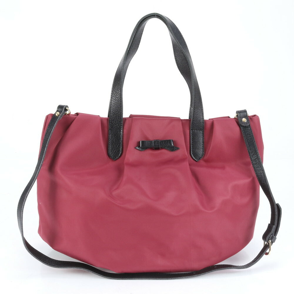 美品 サマンサタバサニューヨーク リボン モチーフ レザー 2WAY ショルダーバッグ 斜め掛け ハンド トート A4 レディース RCE CI1-4