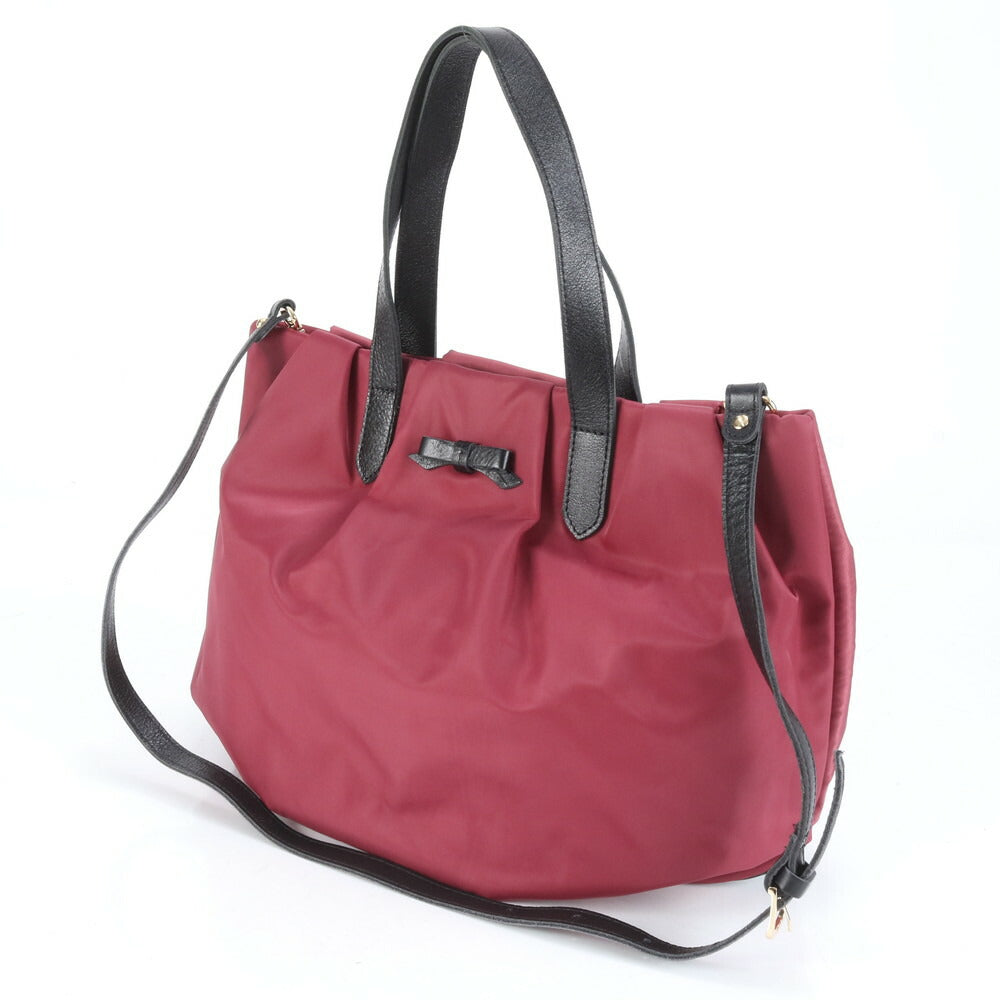 美品 サマンサタバサニューヨーク リボン モチーフ レザー 2WAY ショルダーバッグ 斜め掛け ハンド トート A4 レディース RCE CI1-4