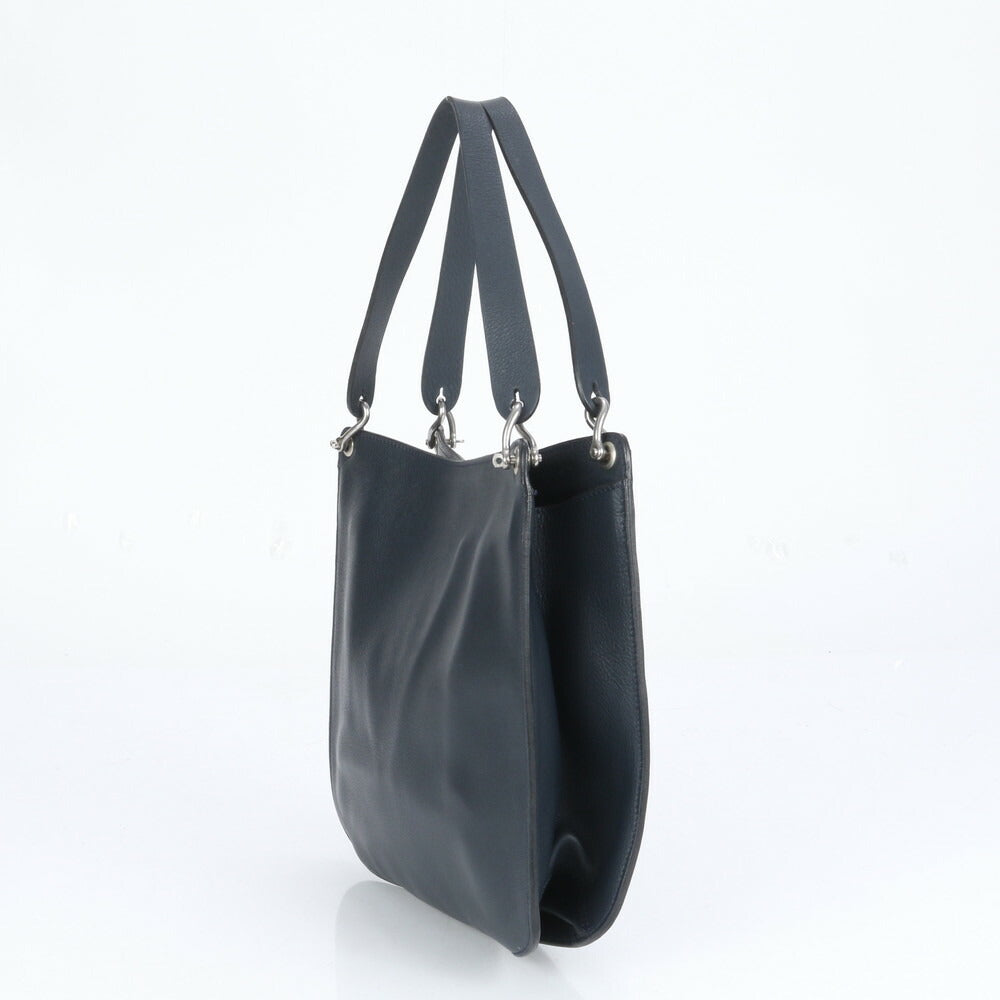 美品 CREATION LUSSET クリエーションルセ レザー トート バッグ 肩掛け ショルダー ハンド シルバー 金具 レディース RRE CI15-5