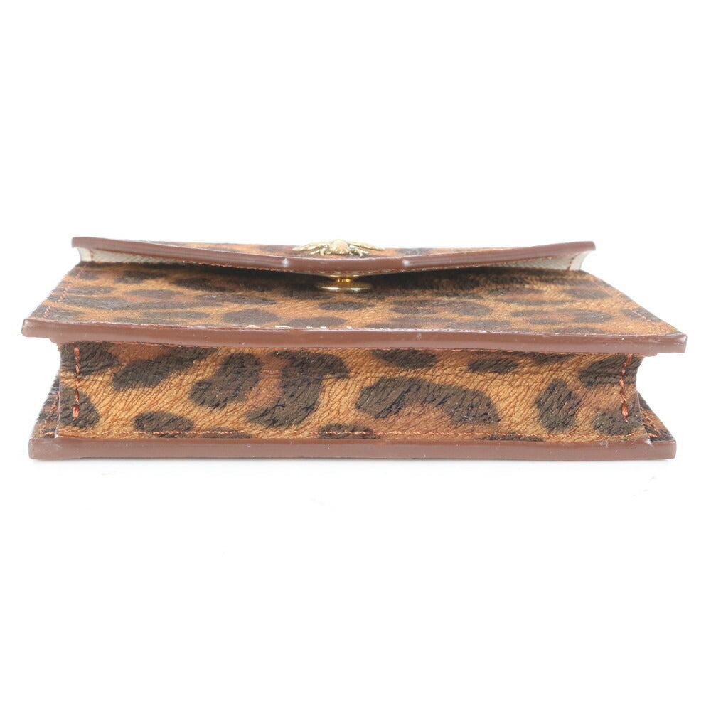 美品 A.D.M.J. アクセソワ ドゥ マドモアゼル ギャランティカード付 カードケース 名刺入れ 二つ折り 財布 ヒョウ柄 レディース RRE CJ2-8