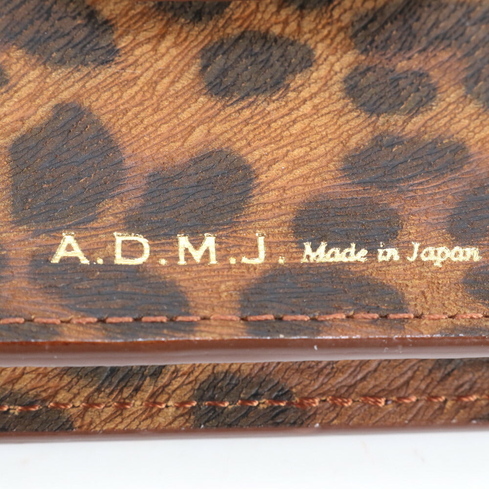 美品 A.D.M.J. アクセソワ ドゥ マドモアゼル ギャランティカード付 カードケース 名刺入れ 二つ折り 財布 ヒョウ柄 レディース RRE CJ2-8