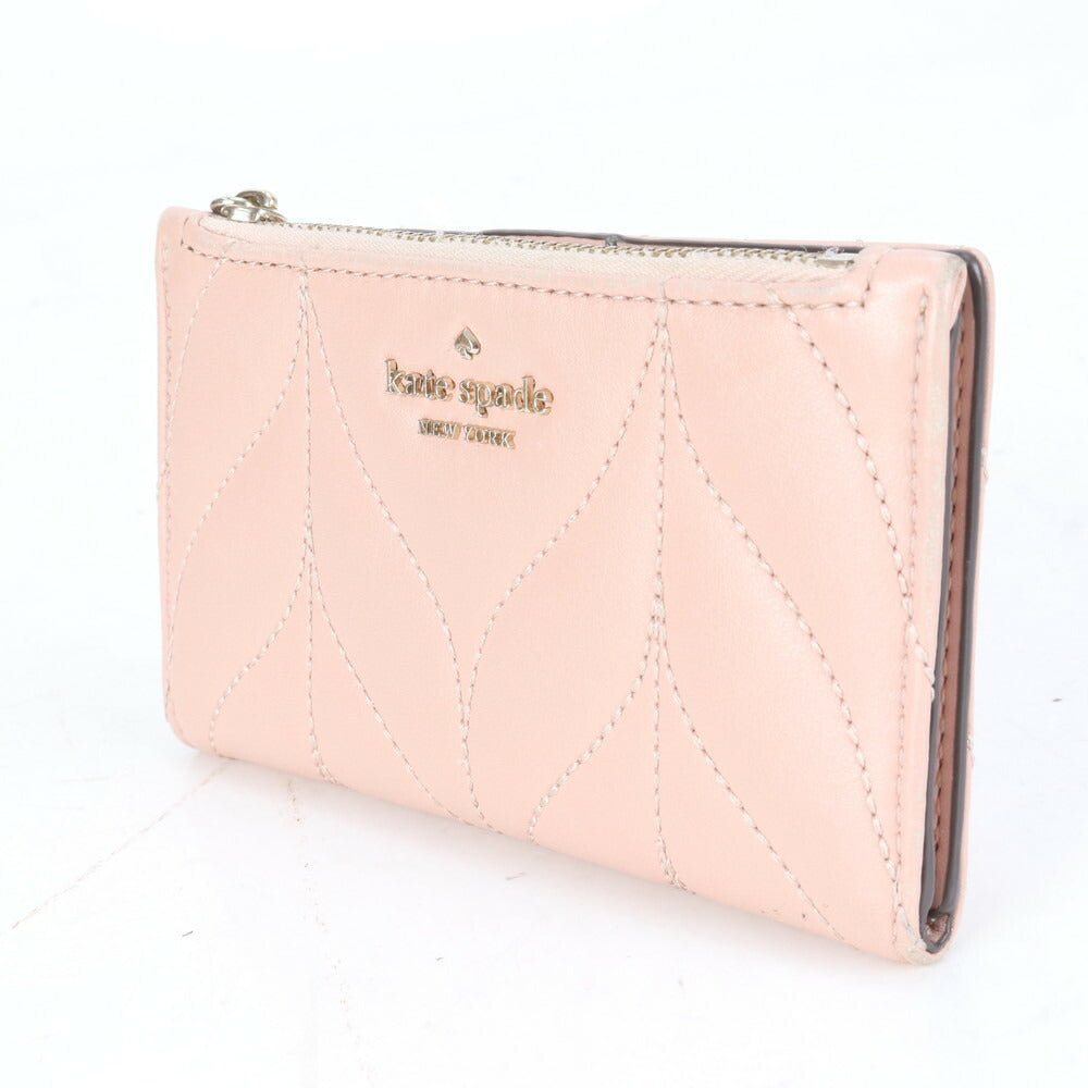 美品 ケイトスペード キルティング レザー フラグメントケース カードケース 二つ折り 財布 コンパクト ウォレット レディース RRE CJ2-5