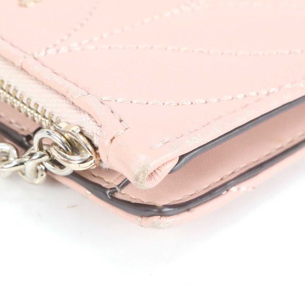 美品 ケイトスペード キルティング レザー フラグメントケース カードケース 二つ折り 財布 コンパクト ウォレット レディース RRE CJ2-5