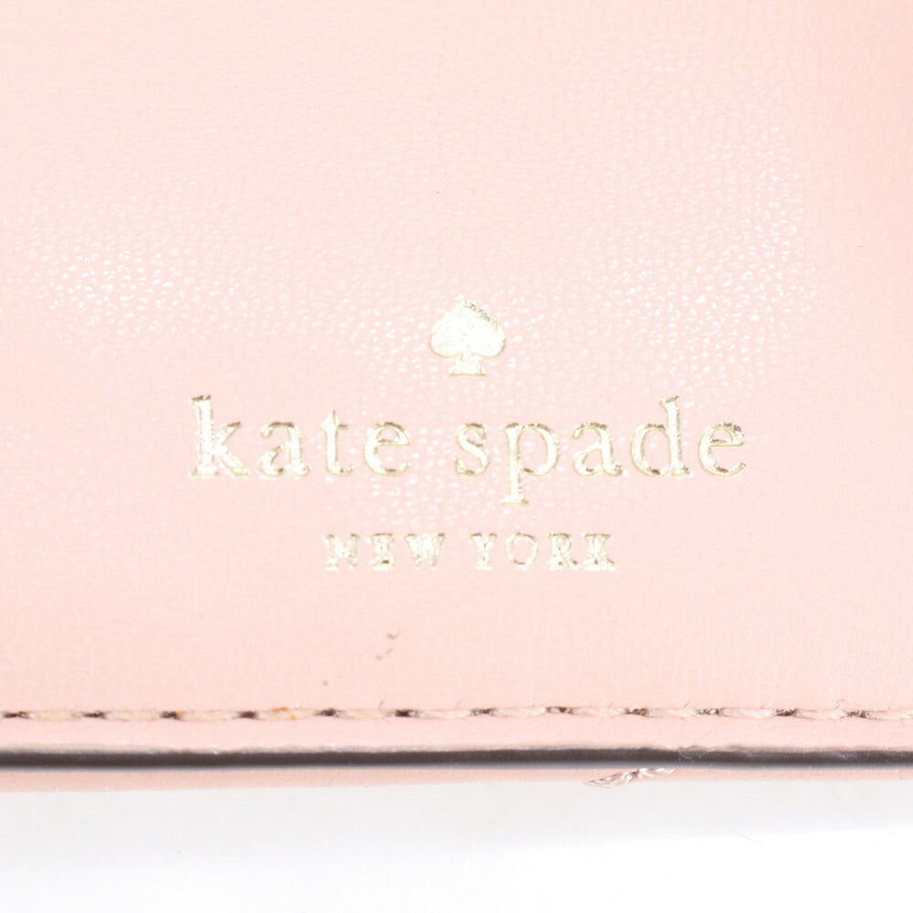 美品 ケイトスペード キルティング レザー フラグメントケース カードケース 二つ折り 財布 コンパクト ウォレット レディース RRE CJ2-5