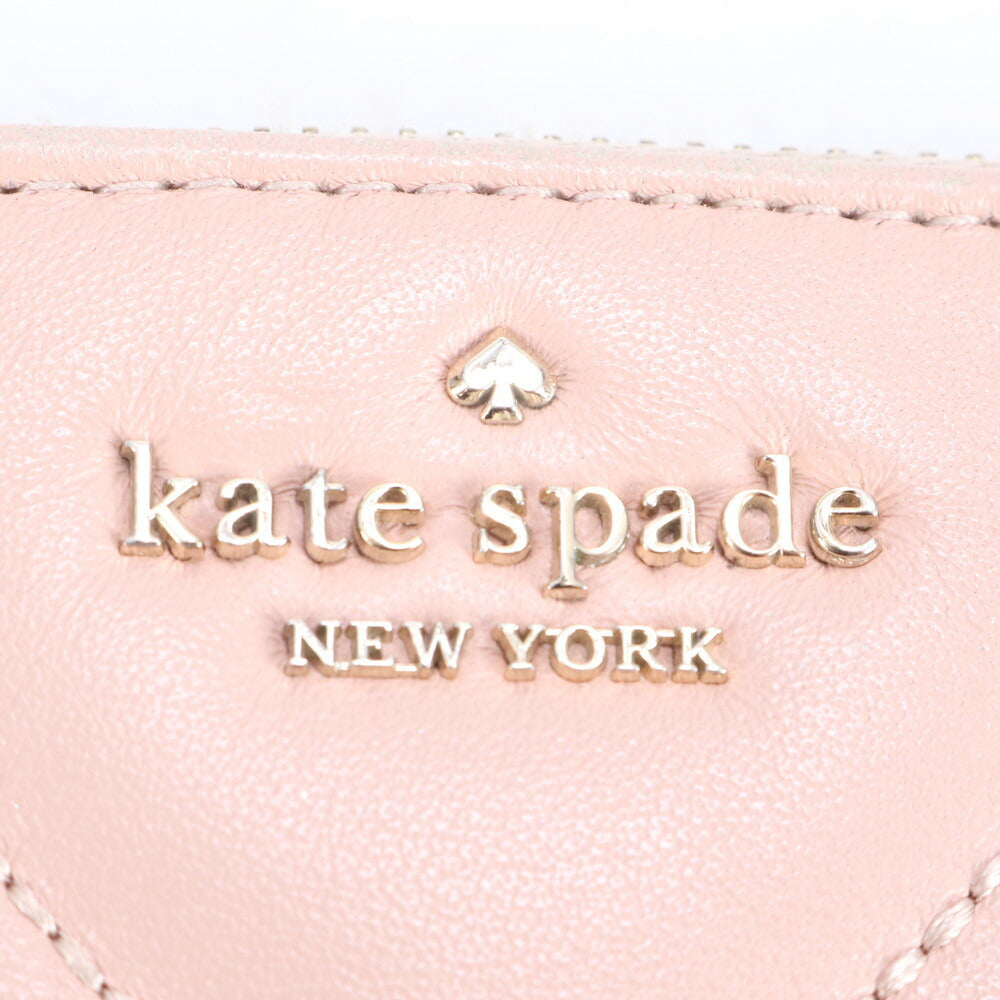 美品 ケイトスペード キルティング レザー フラグメントケース カードケース 二つ折り 財布 コンパクト ウォレット レディース RRE CJ2-5