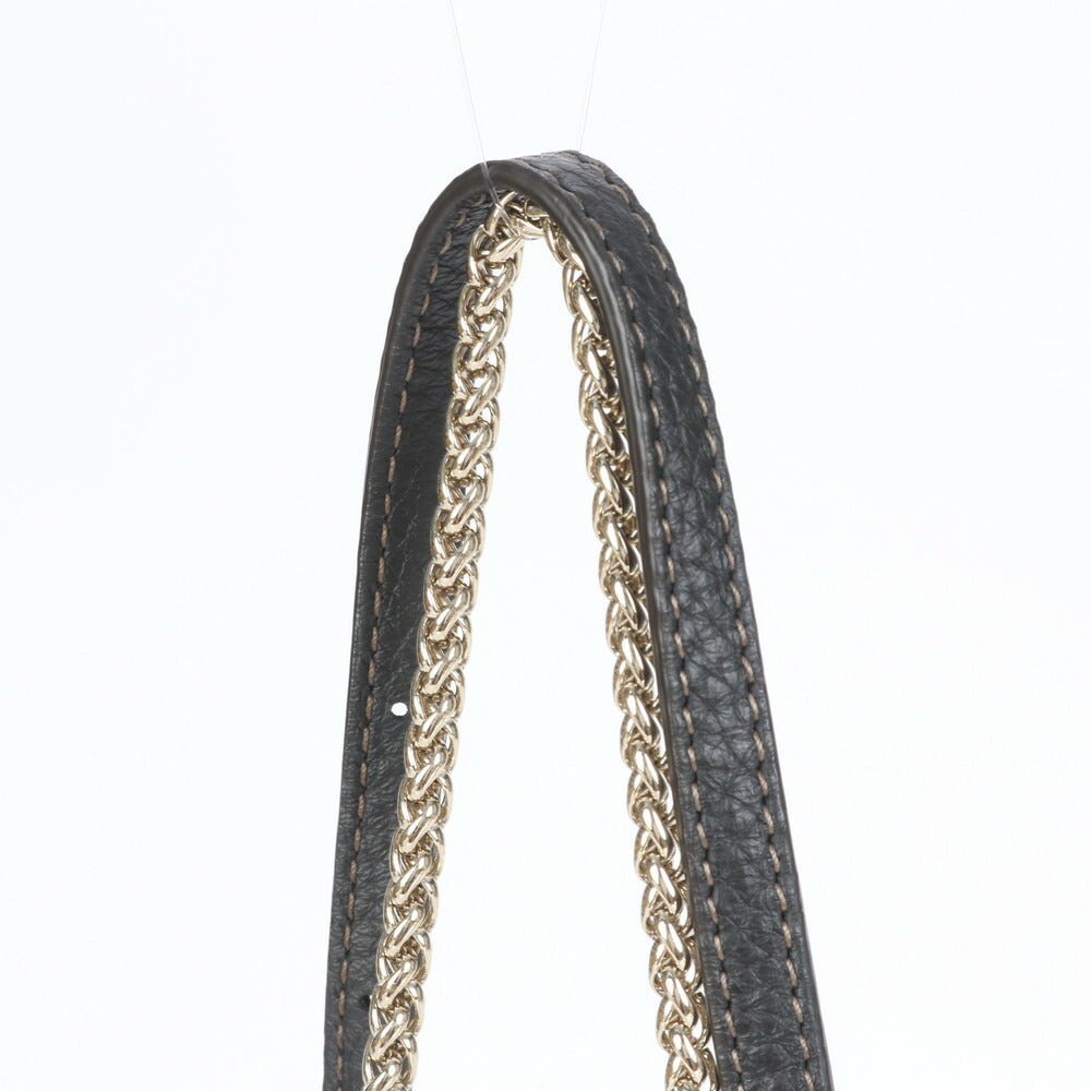 極美品 フルラ ライク レザー 2WAY ゴールド チェーン ショルダーバッグ 斜め掛け ハンド トート ブラック 黒 レディース RCE CI22-9