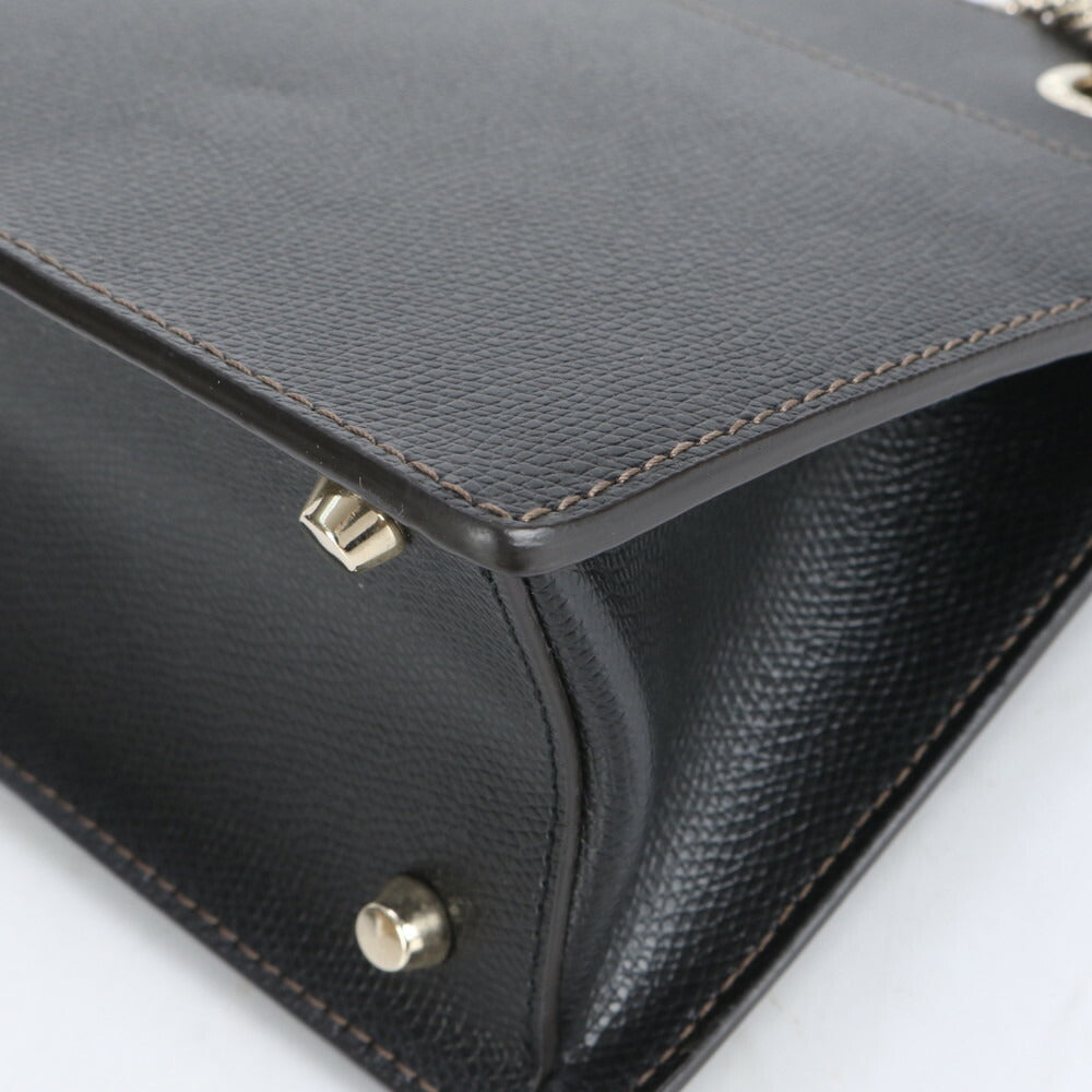 極美品 フルラ ライク レザー 2WAY ゴールド チェーン ショルダーバッグ 斜め掛け ハンド トート ブラック 黒 レディース RCE CI22-9