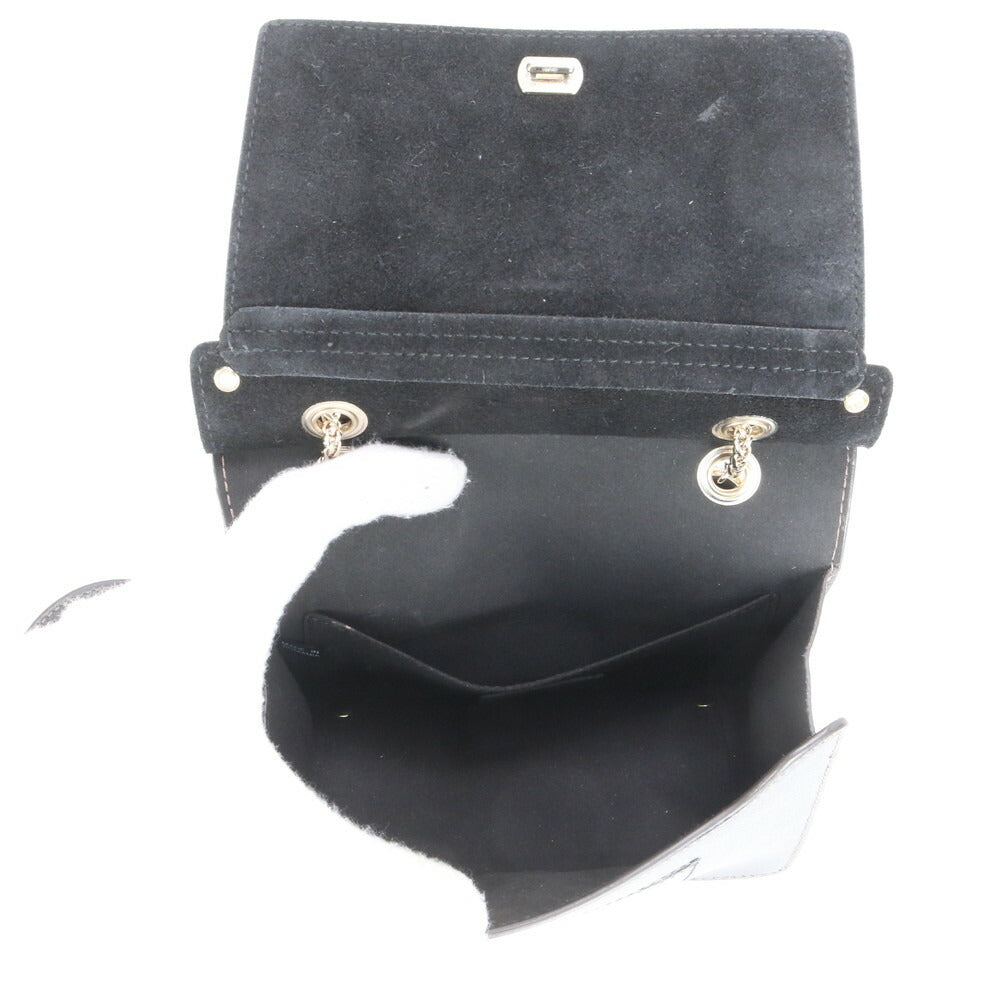 極美品 フルラ ライク レザー 2WAY ゴールド チェーン ショルダーバッグ 斜め掛け ハンド トート ブラック 黒 レディース RCE CI22-9