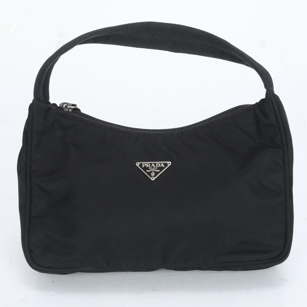 極美品 プラダ テスート ナイロン トライアングルロゴ ハンドバッグ ブラック 黒 レディース RUM CU20-3