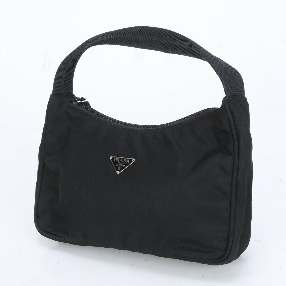 極美品 プラダ テスート ナイロン トライアングルロゴ ハンドバッグ ブラック 黒 レディース RUM CU20-3