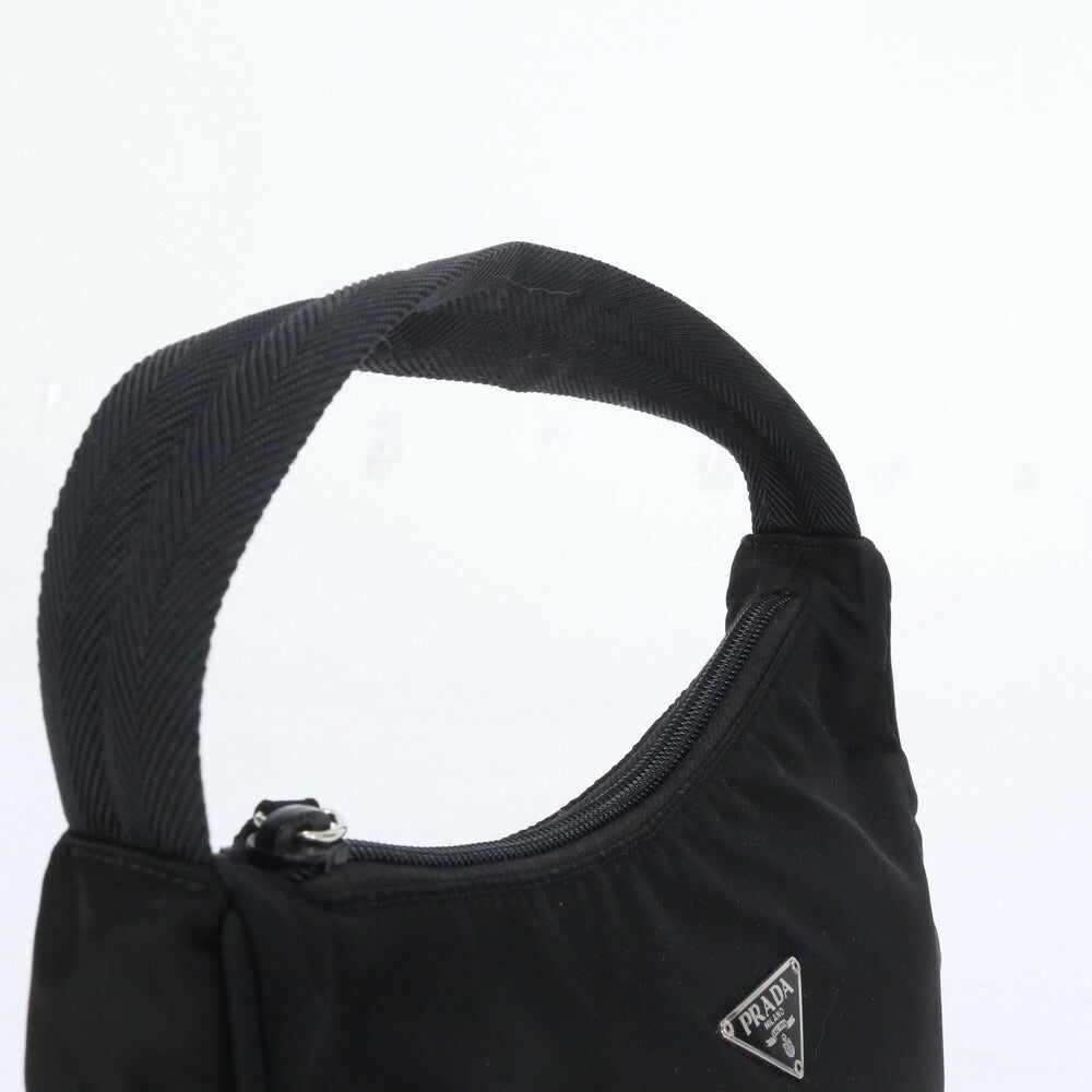 極美品 プラダ テスート ナイロン トライアングルロゴ ハンドバッグ ブラック 黒 レディース RUM CU20-3