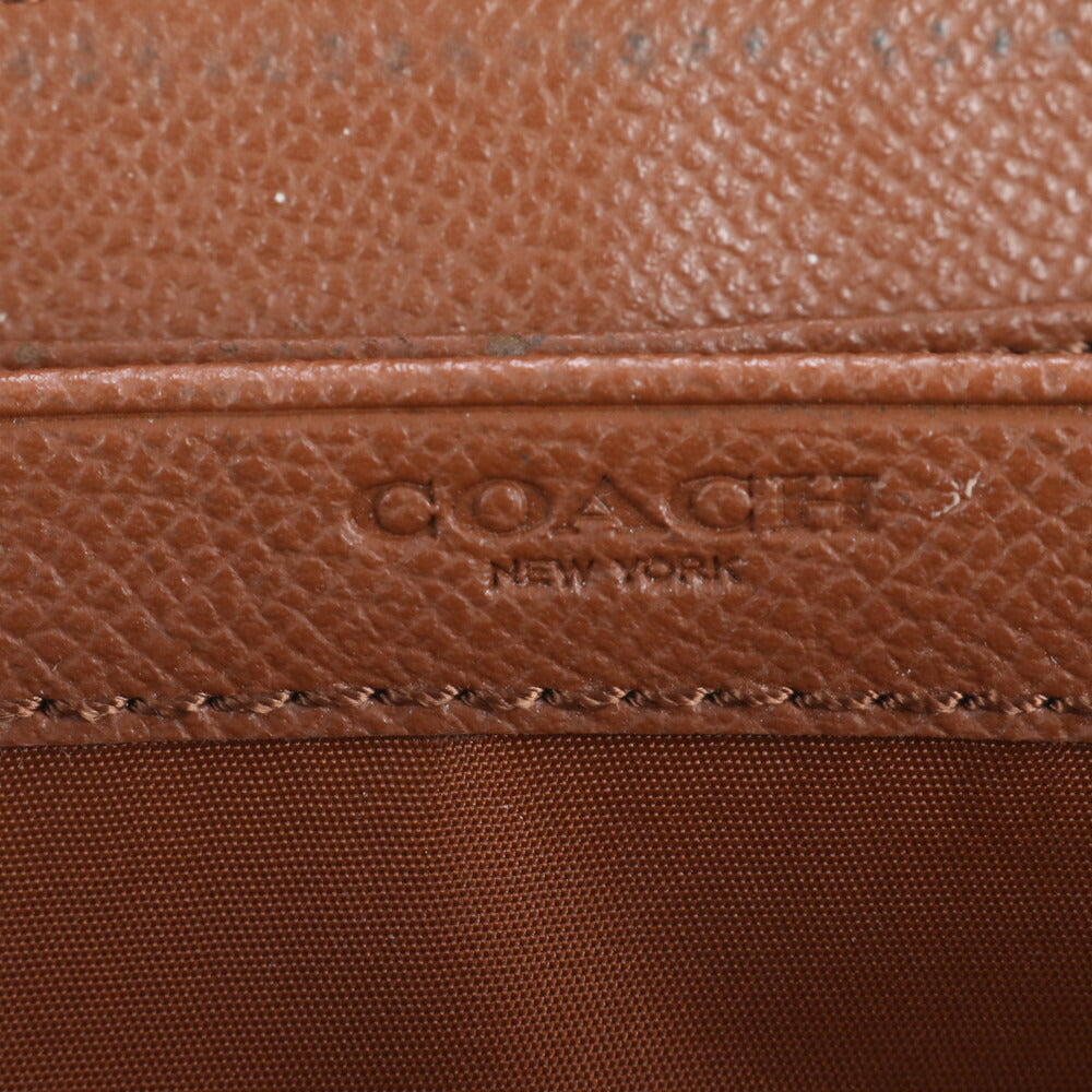 美品 コーチ シグネチャー レザー 長財布 ロング ウォレット ラウンドファスナー ブラウン 二つ折り レディース RBE CJ11-3