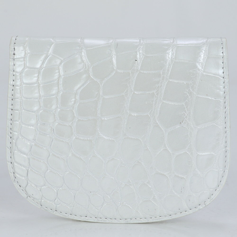 美品 クロコダイル レザー 二つ折り 財布 コンパクト ウォレット コインケース ラウンドファスナー 長財布 レディース RUE CK17-7